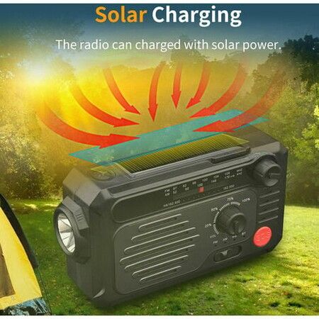 Emergency Solar Hand Crank Portable Weather Radio All band Receiver Color Black