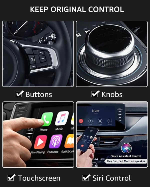 CarPlay Wireless Adapter for OEM Wired CarPlay Wireless Carplay Adapter for iPhone Plug & Play Fastest Dongle Wired to Wireless Converter for Cars from 2015 & iPhone iOS 10+ (Black)