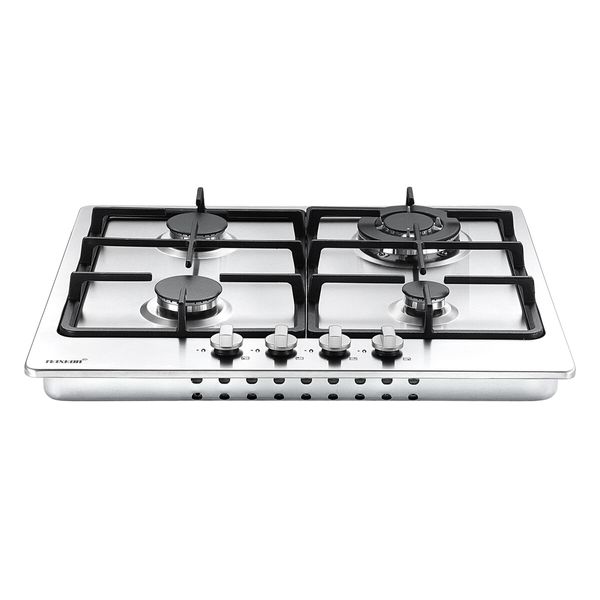 Maxkon Gas Cooktop 4 Burners Cooker 60cm Stove Cook Tops Hobs Stovetop NG LPG Stainless Steel Surface Knobs