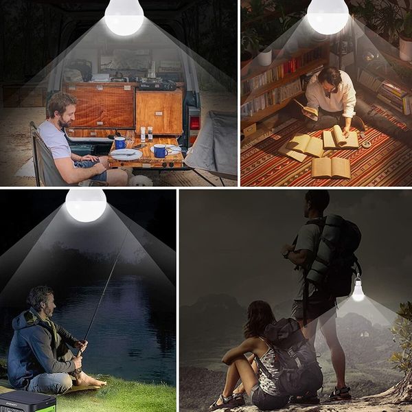 Solar Rechargeable Emergency Light Bulbs Indoor Outdoor Solar Powered Shed Lights LED Camp Lamps for Camping Hiking Garden