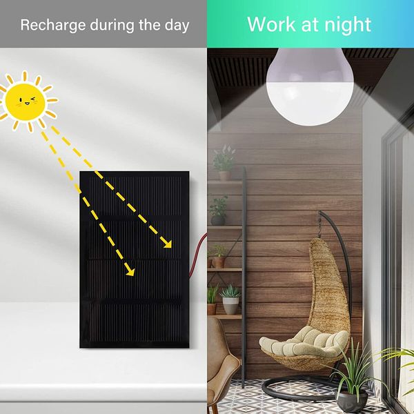 Solar Rechargeable Emergency Light Bulbs Indoor Outdoor Solar Powered Shed Lights LED Camp Lamps for Camping Hiking Garden