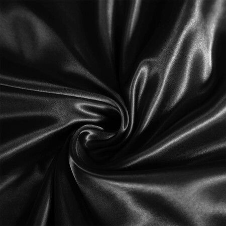 4 Piece Satin Bedding Sheet Pillowcase Sets Luxury Rich Silk Silky Super Soft Solid Color Reversible  Stain-Resistant Wrinkle Free (Black)