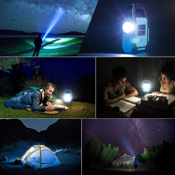 Solar Lanterns 3 in 1 USB Rechargeable Brightest COB LED Camping Device Charging Waterproof Emergency Lantern