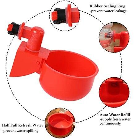 Chicken Water Cups, 6pcs Automatic Chicken Water Feeder, Poultry Waterer Kit Suitable for Chicks, Duck, Goose, Turkey and Bunny