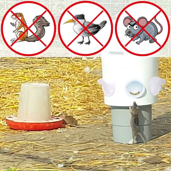 Chicken Feeder with Rat Stopper Caps,6 Ports and Hole Saw,DIY Poultry Feeder Port Gravity Automatic Fed Kit for Buckets,Barrels,Bins,Troughs