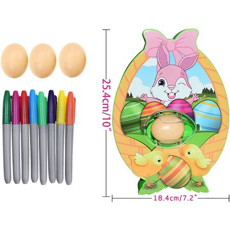 Easter Egg Decorations Kit,Egg Dye Decorator Machine with 8 Colourful Quick Drying Mark Pens, 3 Plastic DIY Painting Decoration Eggs