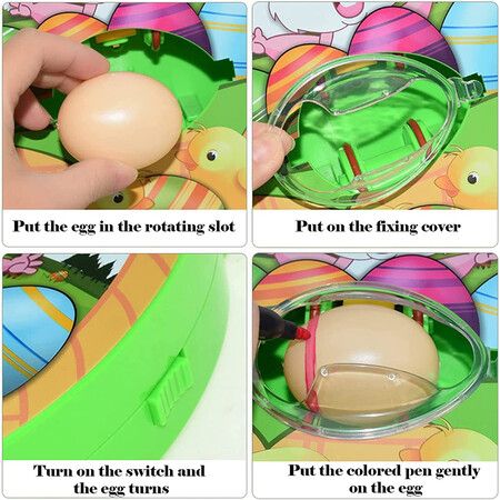 Easter Egg Decorations Kit,Egg Dye Decorator Machine with 8 Colourful Quick Drying Mark Pens, 3 Plastic DIY Painting Decoration Eggs