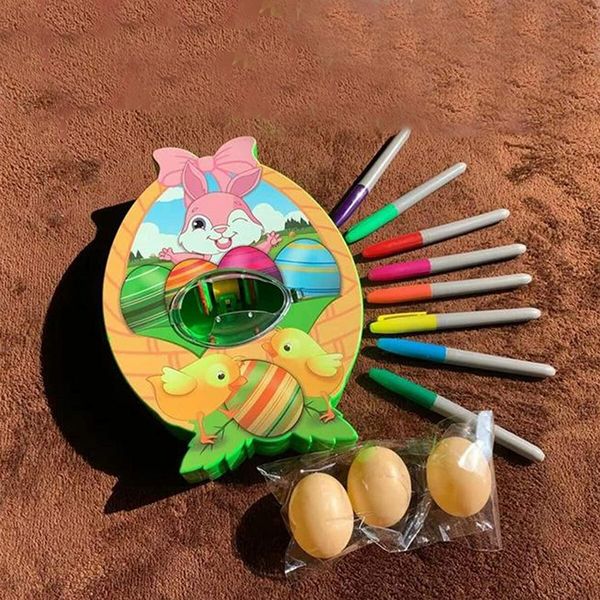 Easter Egg Decorations Kit,Egg Dye Decorator Machine with 8 Colourful Quick Drying Mark Pens, 3 Plastic DIY Painting Decoration Eggs