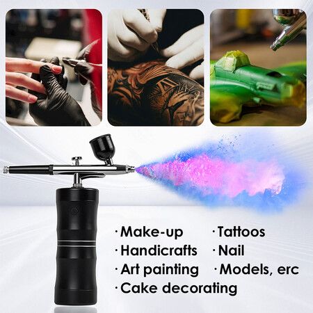 Rechargeable Cordless Airbrush Set Compressor Auto Handheld Airbrush Gun, Portable Wireless Air Brush for Barber, Nail Art, Cake Decor, Model Painting