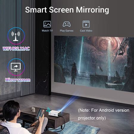 Newest  HD Projector Android 9.0 5G WiFi Portable Mini Proyector Native 1280x720P Smartphone LED Video Home Cinema Beamer