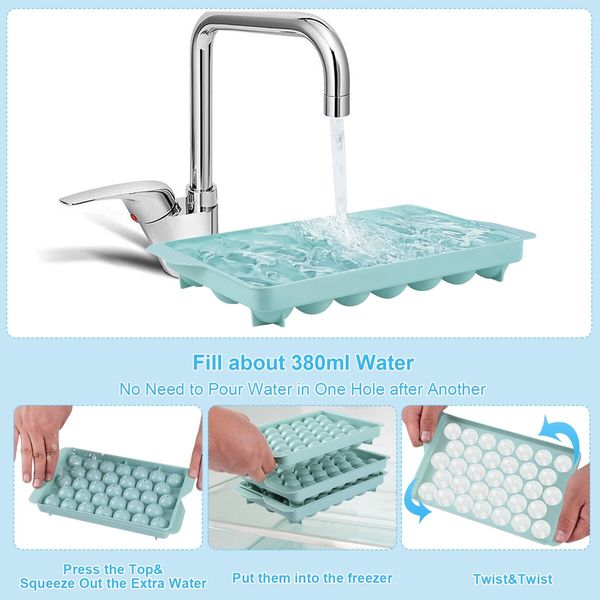 3pc Round Ice Cube Tray with Coolbox, Ice Cube Trays in Mini Ball, Ice Ball for Freezer, 3 Ice Cube Cocktail, Adapted Whisky ( Ice Cube*3+box+Shovel)