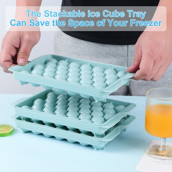 3pc Round Ice Cube Tray with Coolbox, Ice Cube Trays in Mini Ball, Ice Ball for Freezer, 3 Ice Cube Cocktail, Adapted Whisky ( Ice Cube*3+box+Shovel)