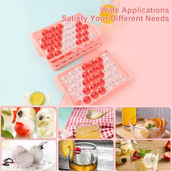 3pc Round Ice Cube Tray with Coolbox, Ice Cube Trays in Mini Ball, Ice Ball for Freezer, 3 Ice Cube Cocktail, Adapted Whisky ( Ice Cube*3+box+ Shovel)