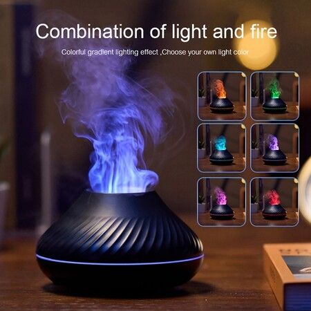 7 Color Flame Aroma Diffuser Essential Oil Lamp USB Portable Air Humidifier with Color Night Light Fragrance Home Car Color White