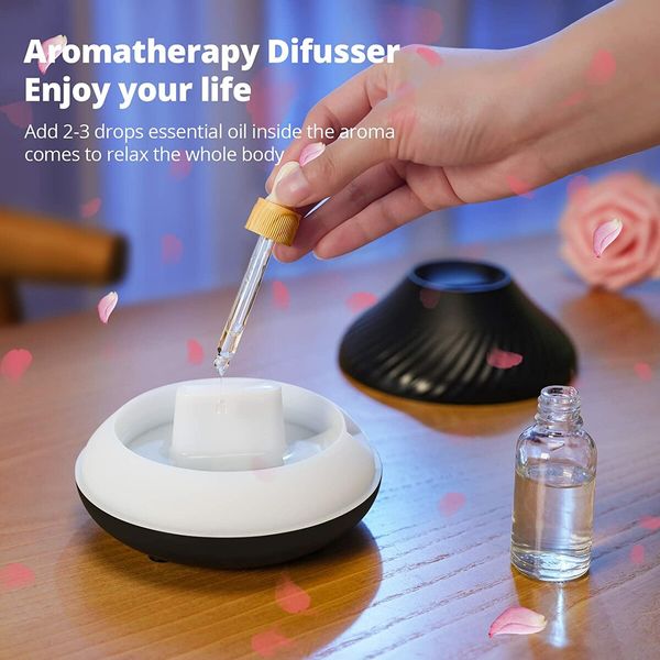 7 Color Flame Aroma Diffuser Essential Oil Lamp USB Portable Air Humidifier with Color Night Light Fragrance Home Car Color White