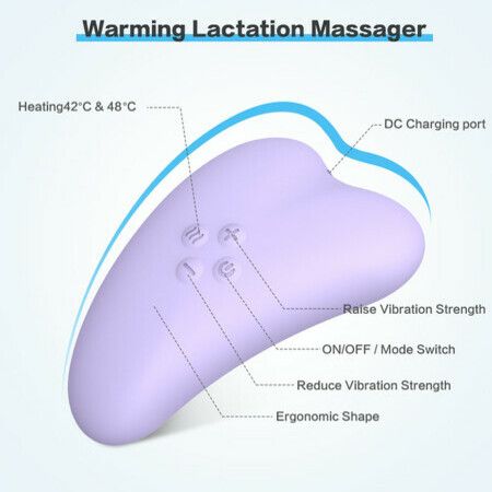 Lactation Massager Warming relieve Pain Breast Milk Care Vibrator for Pumping, Breastfeeding, Heat & Vibration for Improve Milk Flow, Clogged Ducts