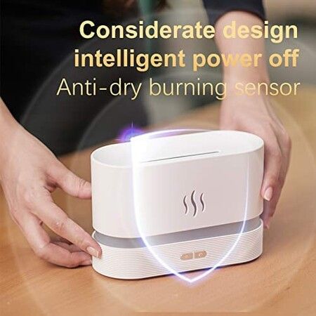 Aromatherapy Flame Light Quiet Mist Humidifiers Aroma Air Diffusers with Auto Shut-Off Protection Atomization Night Light USB Color White Warm Light