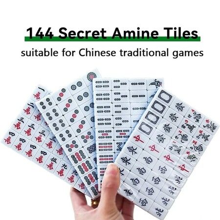 Travel Mini Mahjong Set Traditional Chinese Version Game Portable 146 Tiles Acrylic Material with Pushers