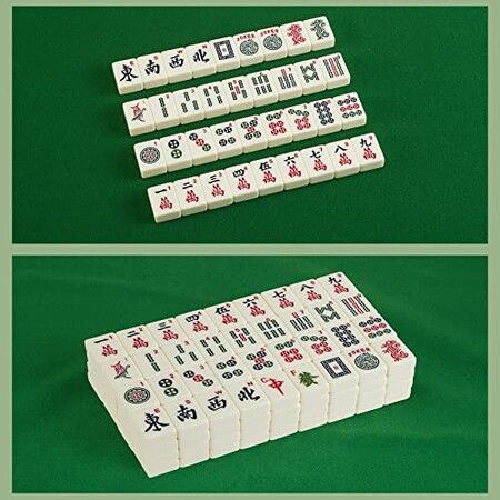 Travel Mini Mahjong Set Traditional Chinese Version Game Portable 146 Tiles Acrylic Material with Pushers