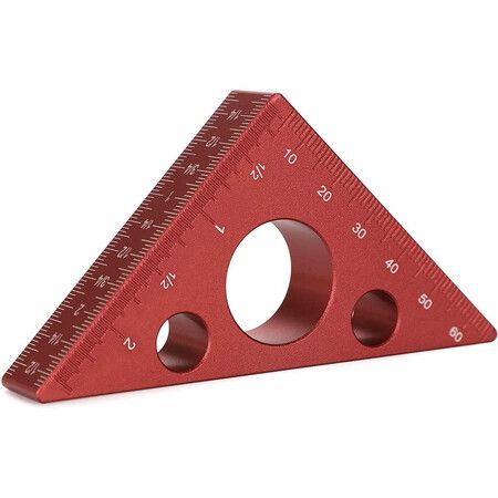 45 Degree Aluminum Alloy Angle Ruler Imperial Metric Scale Carpenter Triangular Ruler Angle Measuring Tool for Woodworking Workshop Square