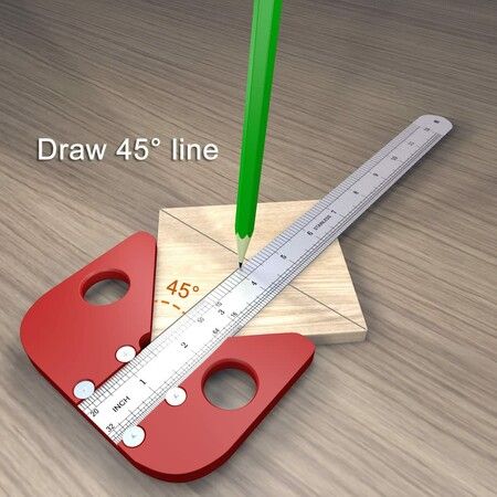 Aluminum Alloy Center Finder, Woodworking Line Gauge Gauge, 45/90 Degree Right Angle Carpenter Ruler, Removable and Replaceable Ruler