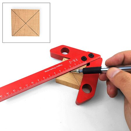 Line Gauge Center Finder, 45/90 Degree Right Angle Carpenter Ruler, Aluminum Alloy Woodworking Center Scribe Square Center Scribe