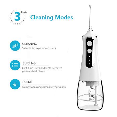 Portable Mouth Irrigator Dental Water Jet Teeth Cleaning Tools 300ML 5 Nozzles Mouth Washing Machine Color White