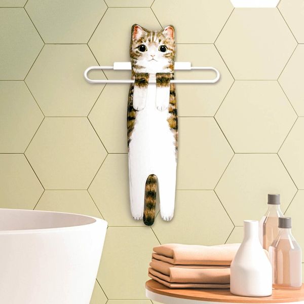 Hand Towels for Bathroom Kitchen,Cute Cat Quick-Dry Hanging Hand Towels Decorative for Bathroom Face Towels,Funny Gifts for Cat Lovers (Tabby Cat)