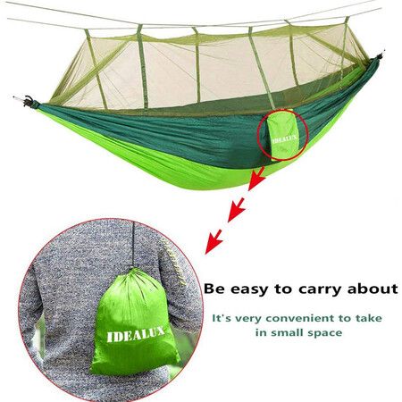 Camping Hammock with Net, Lightweight Portable Hammock, Double Parachute, High Capacity and Tear Resistance, Perfect for Hammocks