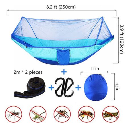 Camping Hammock with Mosquito Net, Portable Automatic Quick Open Outdoor Hammock, Nylon Parachute Material Hammocks