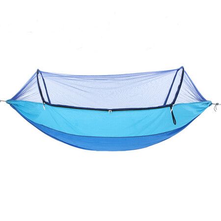 Camping Hammock with Mosquito Net, Portable Automatic Quick Open Outdoor Hammock, Nylon Parachute Material Hammocks