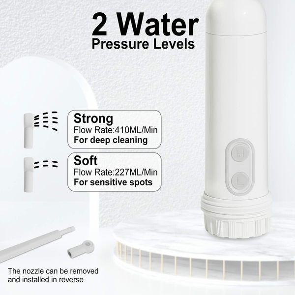 Portable Bidet,Mini Foldable Handheld Personal Travel Bidet with 2 Pressure Options Electric Sprayer Toilet (White)