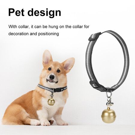 Pets GPS tracker Cat Dog Pet Tracker Collar with Bell Tracking Device Locator Waterproof IP67 Anti-lost monitor Smart Finder Free APP Color Golden