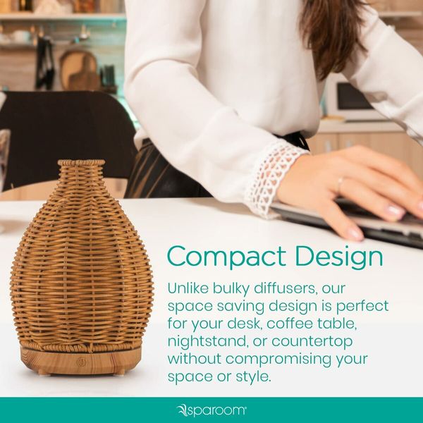 Essential Oil Diffuser Rattan Aroma Mist Humidifiers Aromatherapy Diffusers With Waterless Auto Shut-Off Protection For Home