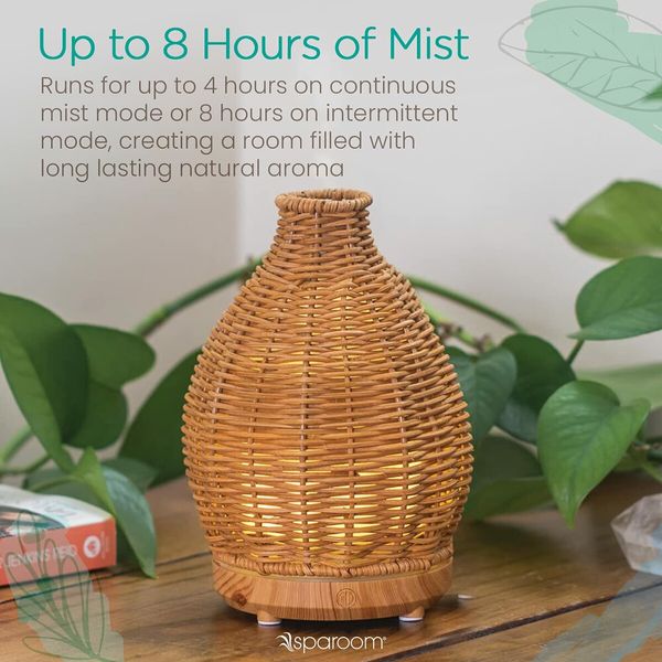Essential Oil Diffuser Rattan Aroma Mist Humidifiers Aromatherapy Diffusers With Waterless Auto Shut-Off Protection For Home
