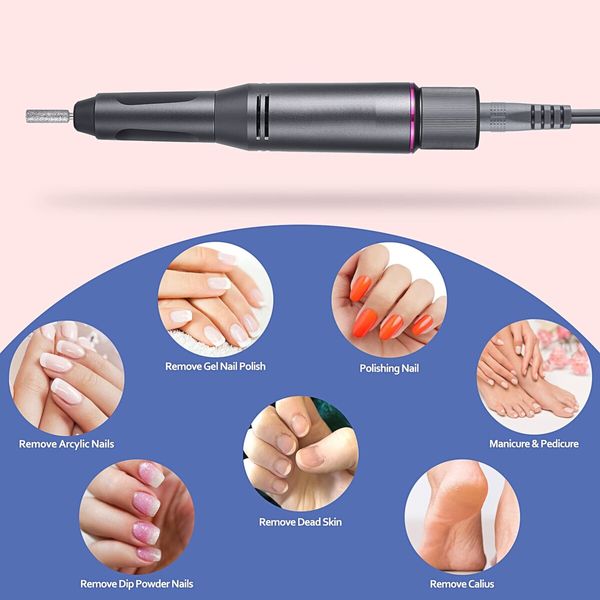 Electric Nail Drill,Portable Rechargeable 45000RPM Nail Drill for Acrylic Gel Nails,Professional Nail Drill Manicure Pedicure Polishing Shape Tools for Home and Salon Use