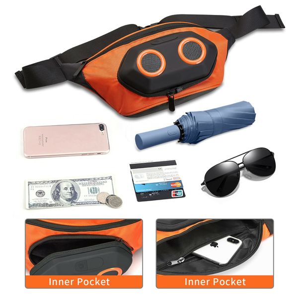 Portable Fanny Pack with Bluetooth Speaker Volume Stereo Sound Waterproof Wireless Speakers for Running Sports