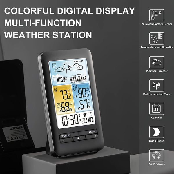 Weather Station Wireless Indoor Outdoor Thermometer, Humidity Temperature Monitor