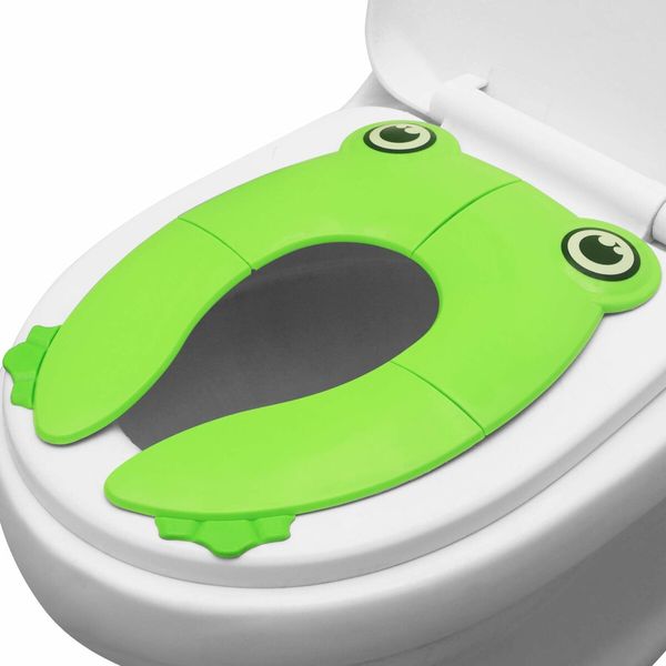 Portable Folding Large Non Slip Silionce Pads Potty Training Seat Kids Toddlers Toilet Seat, Recyclable Potty Seat Cover for Travel 26x22cm