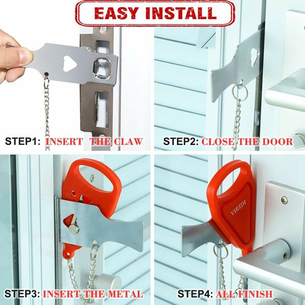 Home Security Door Lock Travel Doorlocks for Airbnb Hotel Room Bedroom Privacy Solid No Drill Door  for House Apartment School Selfdefense Item