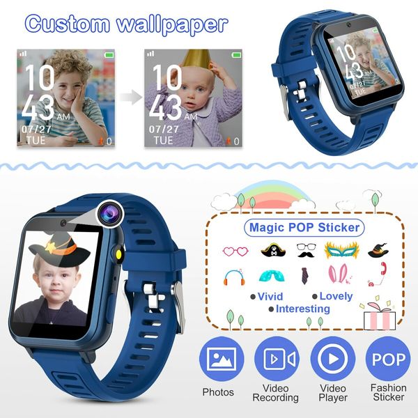 Smart Watch for Kids,Toddler Watch Toys with 24 Games Camera Video Recorder Music Alarm Calculator Calendar Stopwatch Flashlight Pedometer Birthday Gift Toys for Age3+ Boys and Girls (Blue)