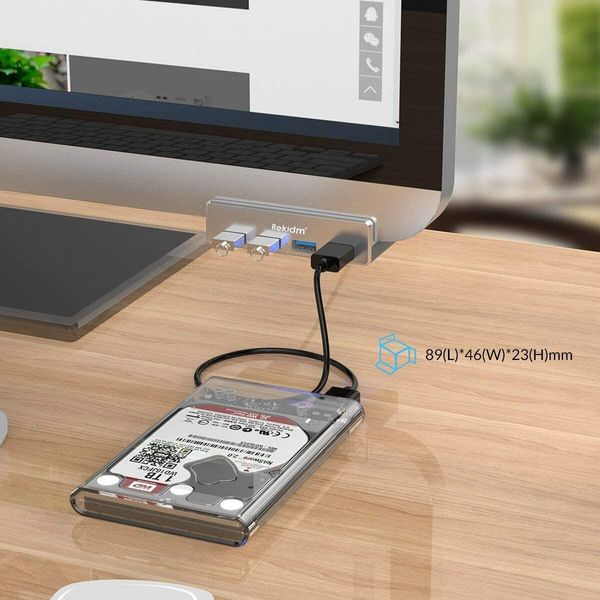 Desktop USB Hub 3.0 Clamp Design for Desk, Computer, PC, Table Edge with Durable Adjustable Clip, Space Saving Fast Transfer USB Hub