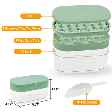 Round Ice Cube Trays,Ice Tray for Freezer with Lid And Bin for Chilled Drink,Cocktail