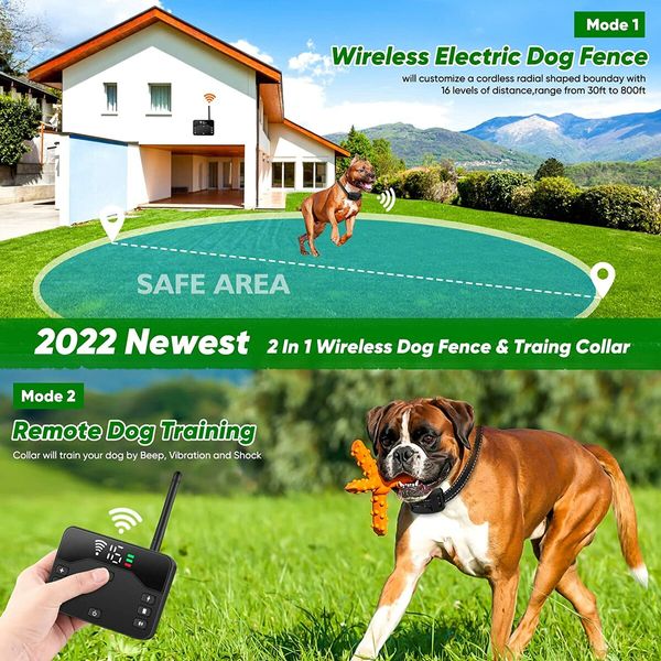 Wireless Dog Fence, Wireless Boundary Containment System for Large and Medium Dogs