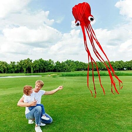 3D Octopus Kites, Long Tail Beautiful Easy Flyer Kites Beach Kites, Good Kites for Kids and Adults Easy to Fly