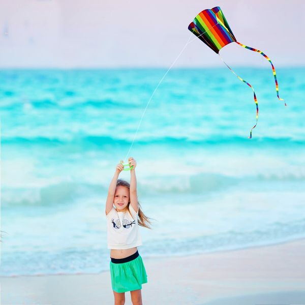 3D Rainbow Soft Parafoil Kite Easy to Fly Pocket Size 12X16X2cm Lawn, Beach, Garden Family Gatherings 12X16X2cm