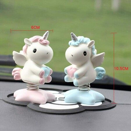 Car Accessories Dashboard Decoration Interior Decoration Swing Unicorn Desk Ornament Home Party Gift?Blue)