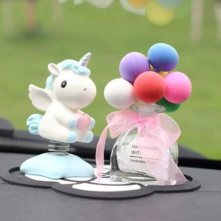 Car Accessories Dashboard Decoration Interior Decoration Swing Unicorn Desk Ornament Home Party Gift?Blue)