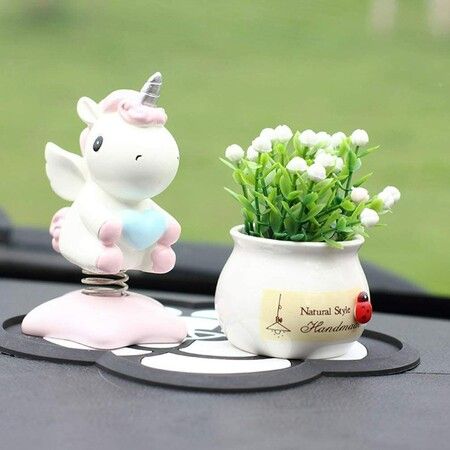 Car Accessories Dashboard Decoration Interior Decoration Swing Unicorn Desk Ornament Home Party Gift?Pink)