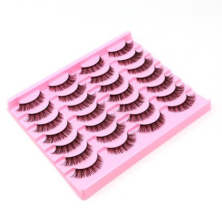 Natural Brown Lashes Wispy Faux Mink Eyelashes Cat Eye 11mm Fluffy False Lashes Natural Look 14 Pairs Strip Eyelashes Pack